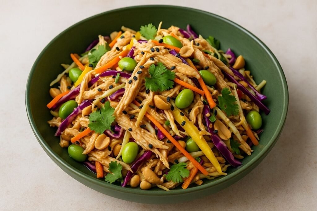 Frisk thaisalat med kylling og peanøttsaus: Enkel oppskrift